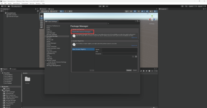 「Enable Pre-release Packages」にチェックを入れる