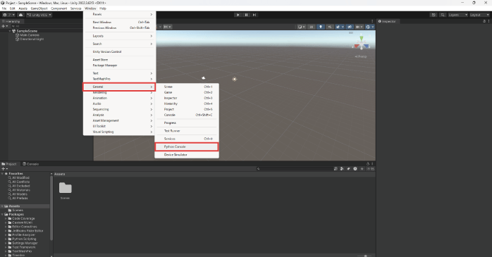 「General」から「Python Console」を選択する